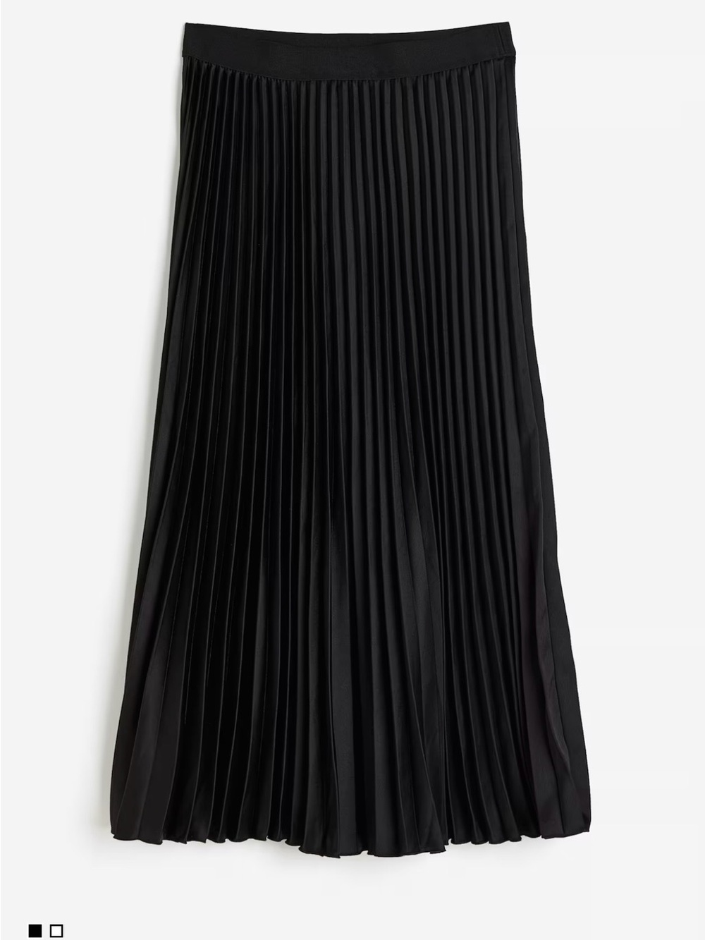 H&M Black Pleated Midi Skirt with Elastic Waist